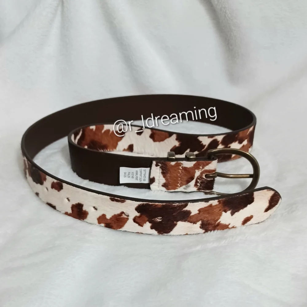 NWOT GAP Cow Print Calf Hair Belt Size Medium - Picture 5 of 7